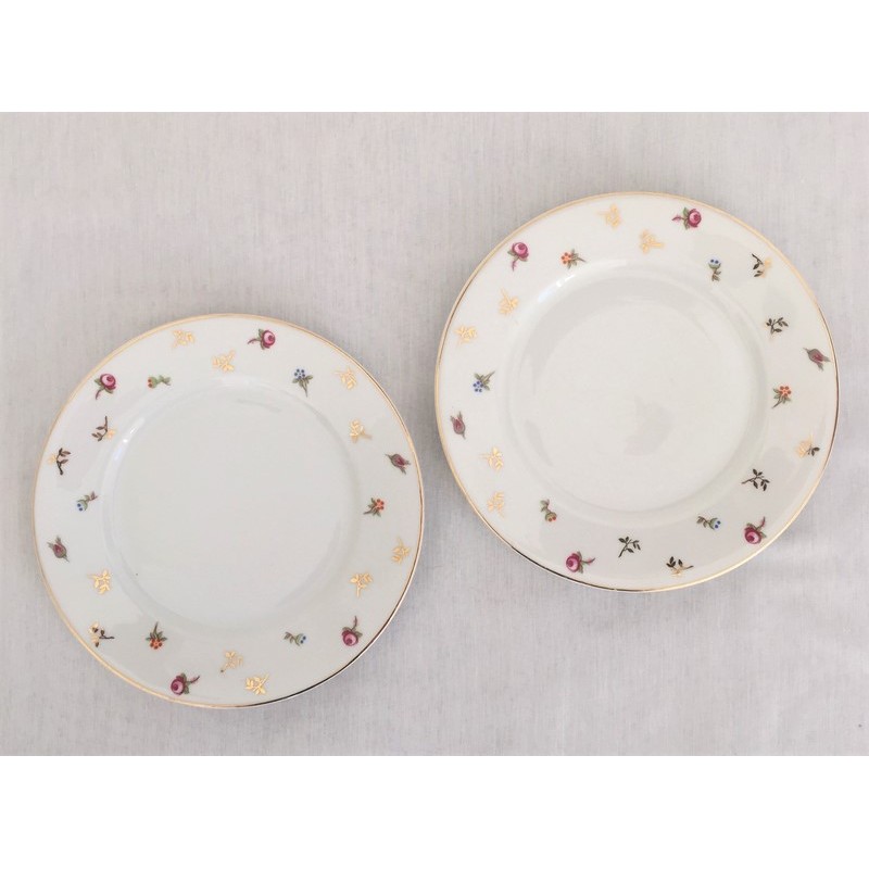 Assiettes Dessert En Porcelaine De Limoges D Cor De Petites Fleurs