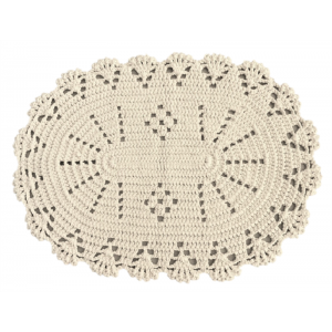 Tapis ovale en crochet blanc