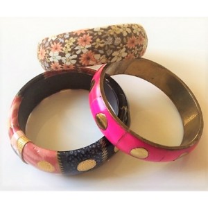 3 bracelets vintage 80's pink