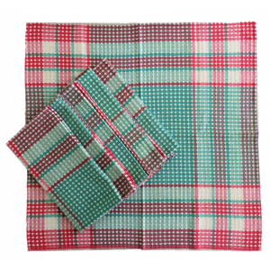 Service nappe madras 6 couverts 6 serviettes