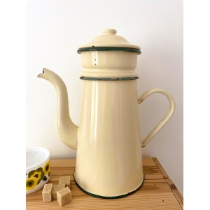 Cafetiere email ancienne jaune
