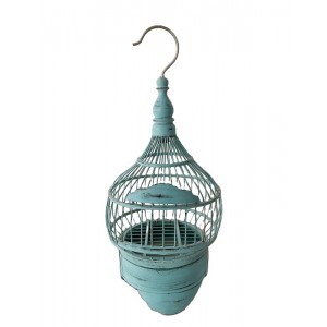 Cage déco vintage en bois bleu